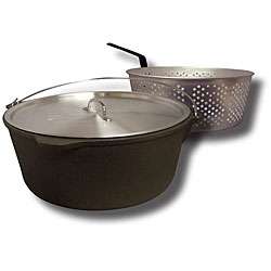 King Kooker 12 quart Cast Iron Pot with Basket and Lid  Overstock