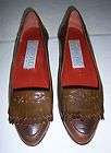   VTG LEATHER MOC LOAFERS  SZ 9 1/2M  HAND MADE IN ITALY  DK OLIV GRN