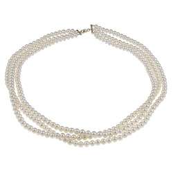   Pearl 16 inch Triple strand Necklace (4.5 5 mm)  Overstock