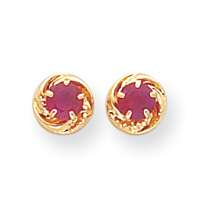 Gemstone 14k Stunning Gold Ruby in Wreath Post Earrings  