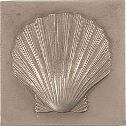Shell Pewter 4 inch Accent Tiles (Set of 4)  