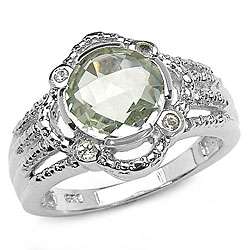 Sterling Silver Genuine Green Amethyst Ring  