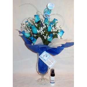    Its A Boy Blue Wood Roses Flower Arrangement 