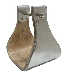 Extra Wide Stainless Steel Hand Bound Monel Wooden Bell Stirrups 3 