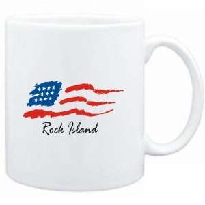 Mug White  Rock Island   US Flag  Usa Cities  Sports 