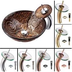Kraus Luna Glass Vessel Sink/ Waterfall Bathroom Faucet  Overstock 
