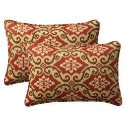 Pillow Perfect Decorative Red/ Tan Damask Toss Pillows (Set of 2 
