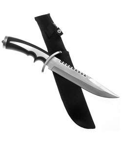 Black Bowie Knife with Shaped Handle and Sheath  