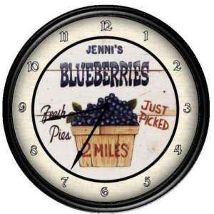 Personalized Blueberry Country Kitchen Wall Clock Gift  