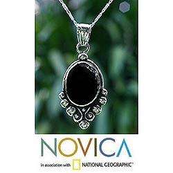   Silver Praise Love Black Spinel Necklace (Guatemala)  Overstock