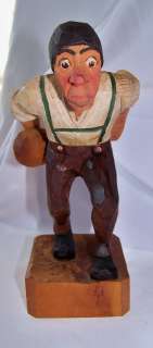 German Hand Carved & HP Wood Figure of Bowler  
