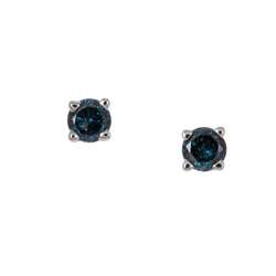 10k White Gold 1/8ct TDW Blue Diamond Stud Earrings  