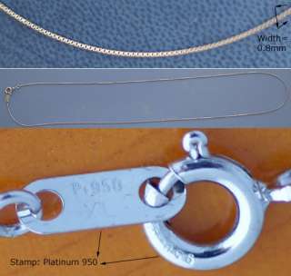 950 Platinum Box Chain for pendant Necklace Jewelry choker spring ring 