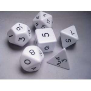  Jumbo RPG Dice Sets White/Black Opaque Polyhedral 6 Die 