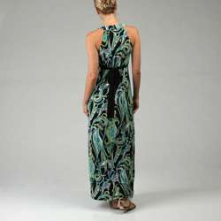 London Times Womens Brooch Halter Maxi Dress  