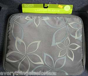 NWT Buxton Gray Nylon Floral Print 15.6 Laptop Sleeve /Laptop Case 