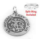 SILVER ST. MICHAEL PRAY FOR US CHARM WITH SPLIT RING