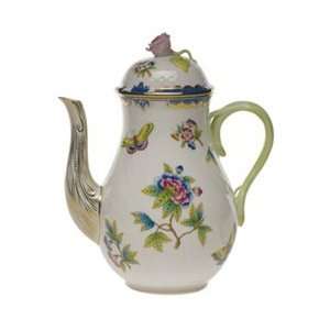 Herend Queen Victoria Blue Coffee Pot With Rose:  Kitchen 