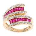 Yach 14k Yellow Gold Thai Ruby and 1/6ct TDW Diamond Bypass Ring (G 