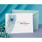 Beautiful Peacock Feather Thank You Cards Pack of 50