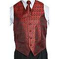 Ferrecci Mens Red/Black Vest Tie Accessory 4 piece Set