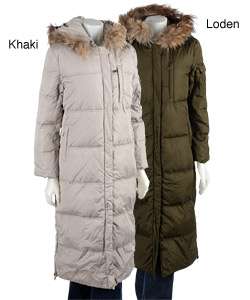 DKNY Womens Long Down Coat with Fur Trim Hood  Overstock