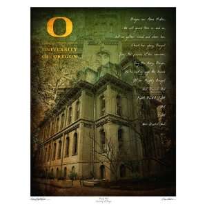 University of Oregon Ducks Artwork Deady Hall 24x32 Unframed Print