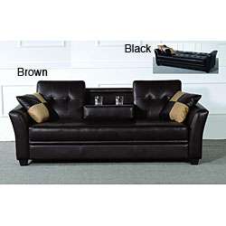 Bi cast Futon Sofa with Cup Holder and Storage  Overstock