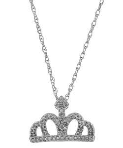 Sterling Silver Diamond Princess Crown Necklace  Overstock