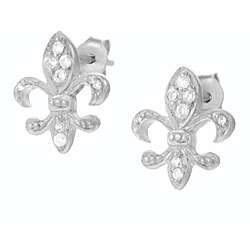 Tressa Sterling Silver CZ Fleur de Lis Earrings  