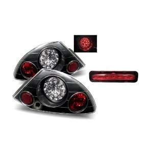 00 05 Mitsubishi Eclipse Black LED Tail Lights + LED 3rd Brake Lights 