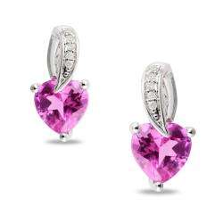   Created Pink Sapphire and Diamond Accent Earrings  