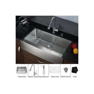 Kraus 33 inch Farmhouse Single Bowl Stainless Steel Kitchen Sink with 