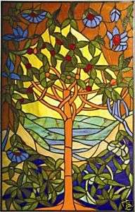 TREE OF HOPE * ORCHARD 20x32 STAINED GLASS WINDOW PANEL  
