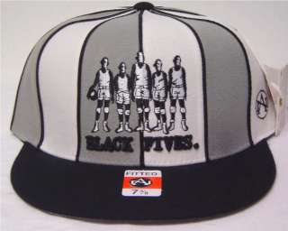 Gray & White Black Fives logo Flat bill Fitted Cap Hat  