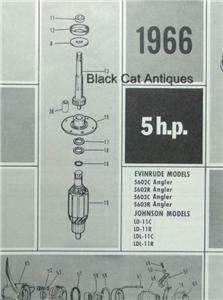 1966 OMC Part Catalog 5 HP Evinrude/Johnson 8 Models (Angler etc 