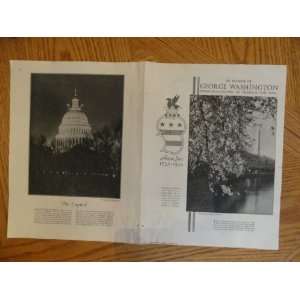 George Washington Bicentennial 1932 magazine, full 2 page center fold 