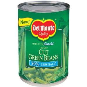 Del Monte 50% Less Salt Cut Green Beans 14.5 oz (Pack of 12)  