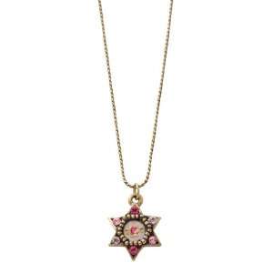 Michal Negrin Star of David Pendant with Roses Bouquet Print, Fuchsia 