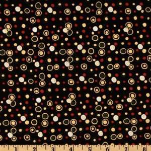  44 Wide Holiday Spot Dot Black Fabric By The Yard: Arts 