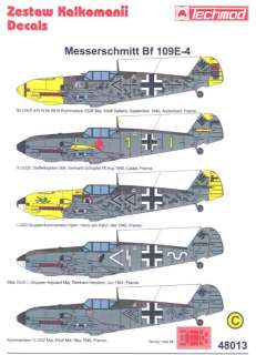 Techmod Decals 1/48 MESSERSCHMITT Bf 109E 4 w/Masks  