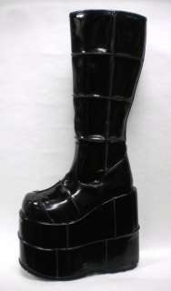  Stacked Platform Womans GoGo Dancer Knee Boots Demonia 10  