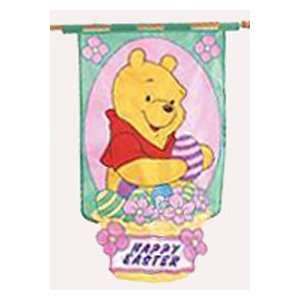  Happy Easter Pooh Applique Flag 28x40 Patio, Lawn 