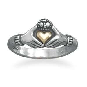   Claddagh Ring With 14 Karat Gold Heart. Size 5 9   RingSize 7 Jewelry
