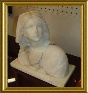   CARVED BUST OF FRENCH HEROINE JOAN OF ARC, JEANNE D ARC Circa 1870