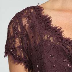 Karen Miller Womens Beaded Lace Mock 2 piece Long Dress   