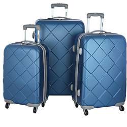 Olympia Knightsbridge 3 piece Blue Hardside Spinner Luggage Set