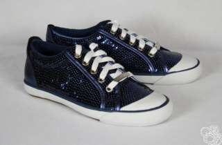 COACH Barrett Navy Sequins Casual / Dress Sneakers Womens Shoes New 