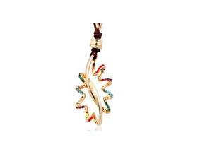   Rainbow Leaf Swarovski Crystal Rhinestone Pendant Necklace  