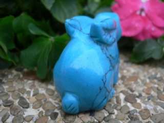 Hand Carved Turquoise Gemstone Rabbit Figurine S4124  